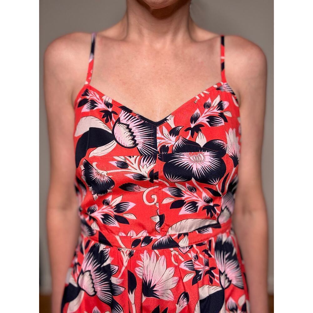 J. Crew Pink Floral Summer Mini Dress with Sweetheart Neckline